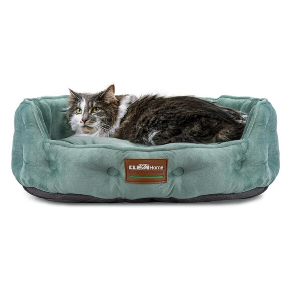 Ultra Plush Small Dog or Cat Bed Velvet Teal Blue Green - Picture 1 of 7